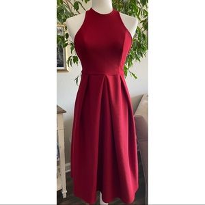 Lulus Red Halter A-line Flared Dress